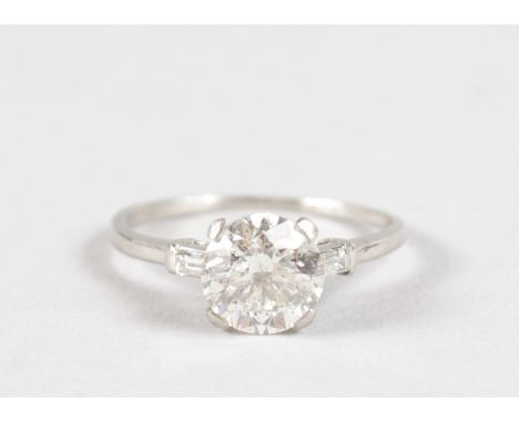 A GOOD PLATINUM SET SOLITAIRE DIAMOND RING of 2.1cts.