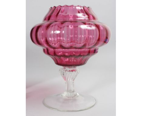 A RUBY PEDESTAL BOWL.