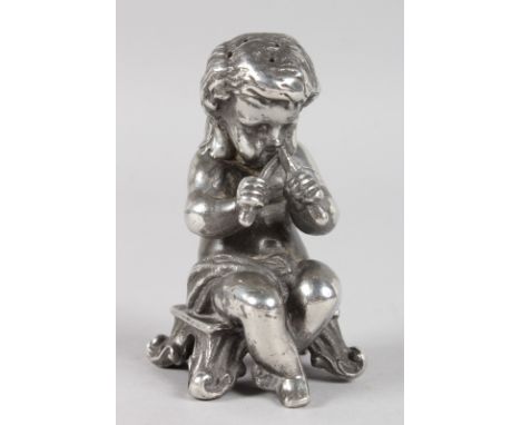 A CUPID FIGURE playing pipes.  3ins high.