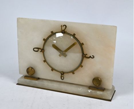 An Art Deco onyx mantel clock with Smith 8-day movement and gilt mounts, 22 cm w x 15.5 cm h