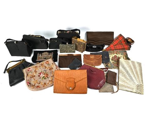 Collection of vintage and later handbags including novelty, shaped, embroidered, tapestry, leather etc (box)