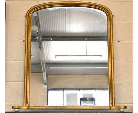 A 19th century arched overmantle mirror in moulded gilt frame, 120 cm high x 120 cm wide