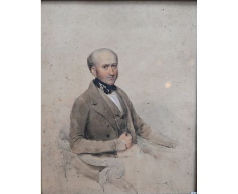 Sybil Barnett - Portrait of David Badhan, JP and Deputy Lieutenant of Essex (d 1865), watercolour, 27 x 21 cm to/w two portra