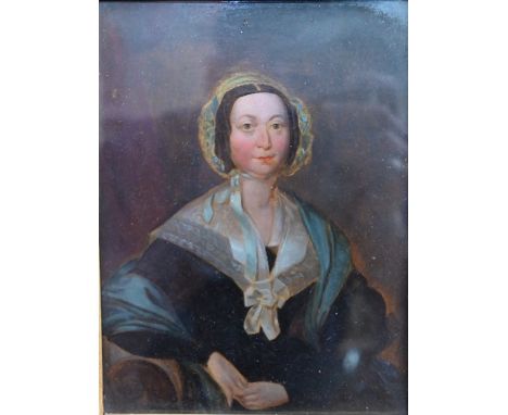 Sybil Barnett - Portrait of Miss Du Pré, oil on card, 20 x 15 cm to/w Portrait of Mr Clough, oil on card, 25 x 20 cm (2)