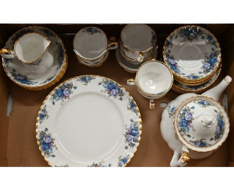 A Royal Albert china 'Moonlight Rose' tea/dinner service for six, including teapot