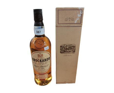 BOTTLE OF KNOCKANDOO SINGLE MALT SCOTCH WHISKY SEASON OF DISTILLATION 1977 BOTTLED IN 1991 