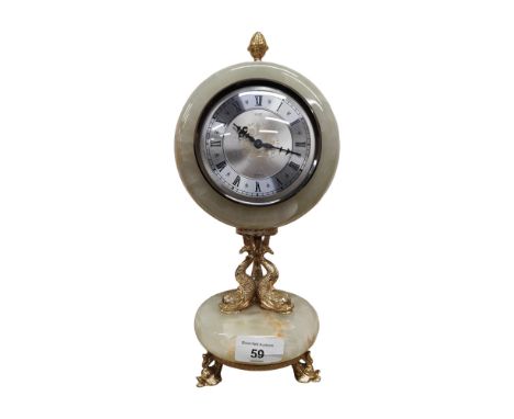 ONYX &amp; BRASS MANTLE CLOCK 