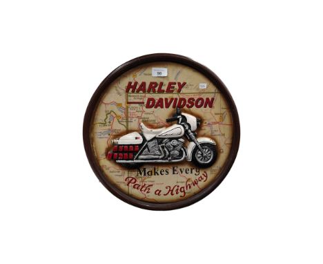HARLEY DAVIDSON ROUND WOODEN SIGN 40cm 