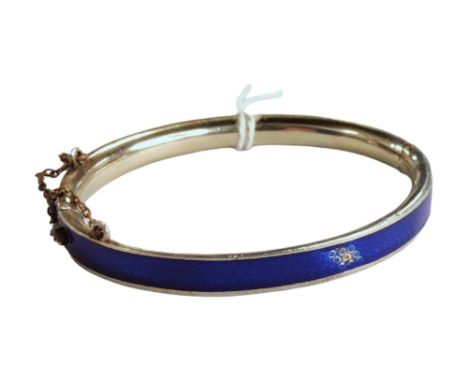 ANTIQUE SILVER GILT &amp; ENAMEL CHILDS BANGLE 