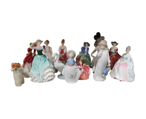 SHELF LOT OF ROYAL DOULTON, NAO ETC 