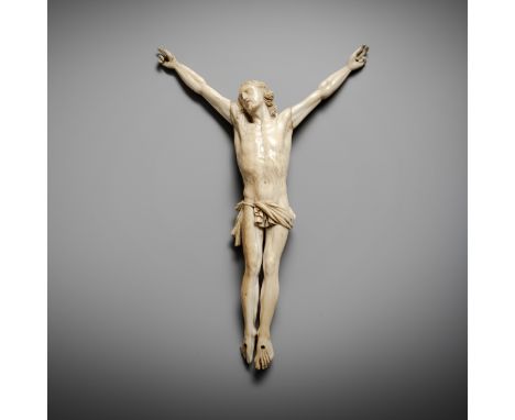 Korpus Christi18. JahrhundertL. 20 cmElfenbein, vollrund gearbeitet. CITES Nr. DE-K-240104-35 liegt vor.