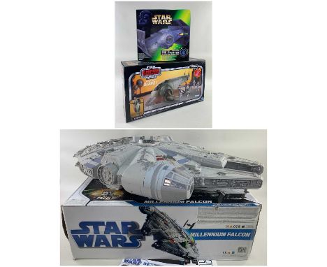 STAR WARS PLAY SETS, comprising Boba Fett's Slave I, Darth Vader's Tie fighter, large Millenium Falcon (constructed) (3)Comme