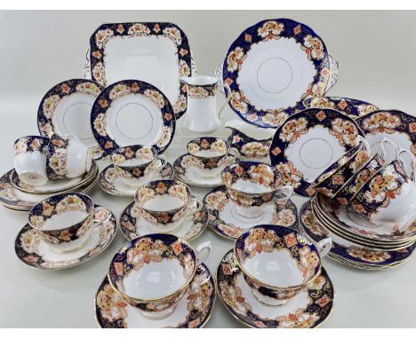 ROYAL ALBERT 'DERBY' PATTERN PART TEASET to include six cups and saucers, six teaplates, cake plate, sugar bowl and milk jug 