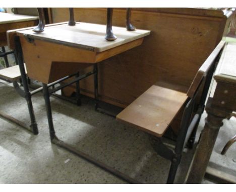 VINTAGE LIGHT WOOD SCHOOL DESK, 56CM WIDE