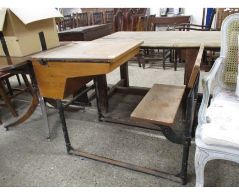 VINTAGE LIGHT WOOD SCHOOL DESK, 56CM WIDE
