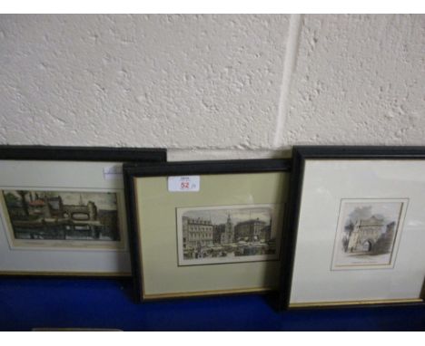 SERIES OF THREE PRINTS INCLUDING NORWICH MARKET PLACE AND ETHELBERT GATE, NORWICH