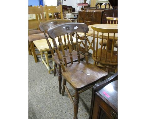 TWO STICK BACK SOLID SEAT KITCHEN CHAIRS