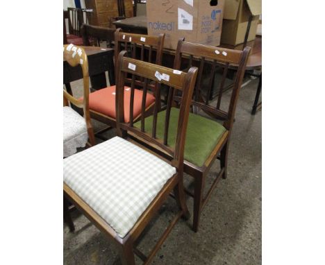 THREE 19TH CENTURY STICK BACK DINING CHAIRS (VARIOUS SEATS)