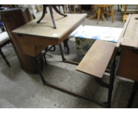 VINTAGE LIGHT WOOD SCHOOL DESK, 56CM WIDE