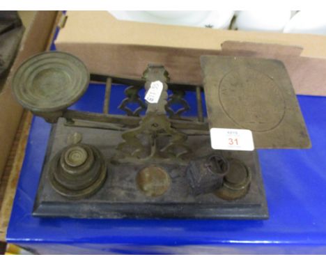 SET OF VINTAGE POST OFFICE SCALES WITH TARIFF STARTING AT 1D