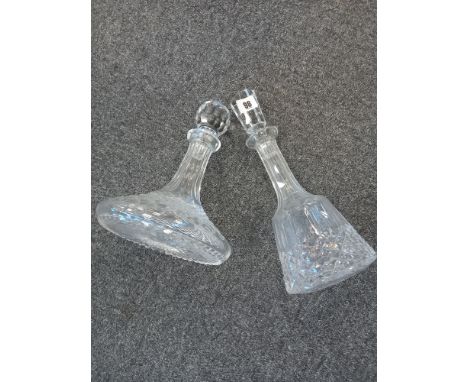 CUT GLASS SHIPS DECANTER TOGETHER WITH CUT GLASS SHERRY DECANTER