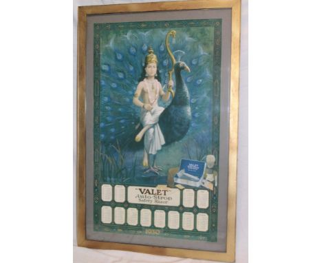 A 1930 advertising calendar for "Valet Autostrop Safety Razor", 26" x 16½", framed and glazed