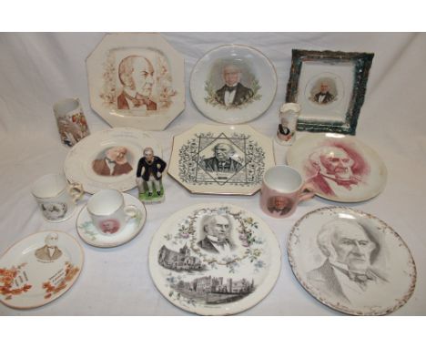 A selection of Gladstone commemorative plates, jugs, cups, saucers and related items