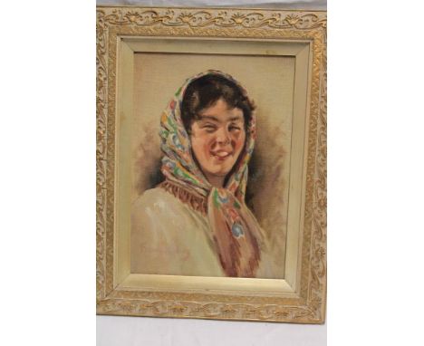 Frank Kipling - oil on boardBust portrait of an Eastern female, signed, 13½" x 9"