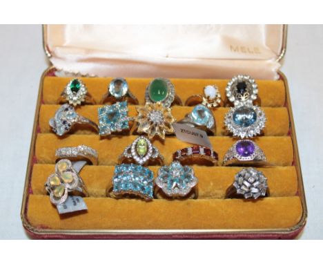 Eighteen various .925 standard silver dress rings set various semi-precious stones