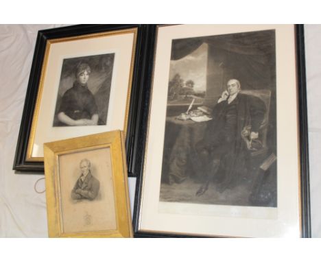 Three various 19th century black and white portrait engravings including the Rev. Richard Valpy, Thomas Binn etc. (3)