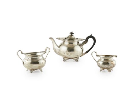 A three piece tea service  Cooper Brothers & Sons Ltd., Sheffield 1918, comprising teapot, twin handled sugar bowl and milk j