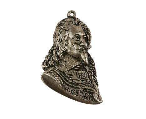 AMENDMENT TO CATALOGUE A Charles I amulet  marked lion passant sinister for Newcastle circa 1600/1650, modelled as a profile 