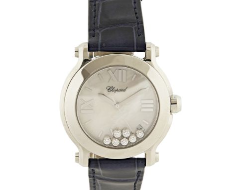 CHOPARD - A stainless steel diamond set wrist watch  Happy Sport, Ref. 8475, polished case, mother of pearl dial, with sweep 