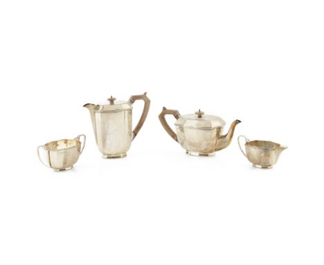 A modern four piece tea service  Stower & Wragg Ltd, Sheffield 1935, comprising of water pot, tea pot, milk jug, two handled 