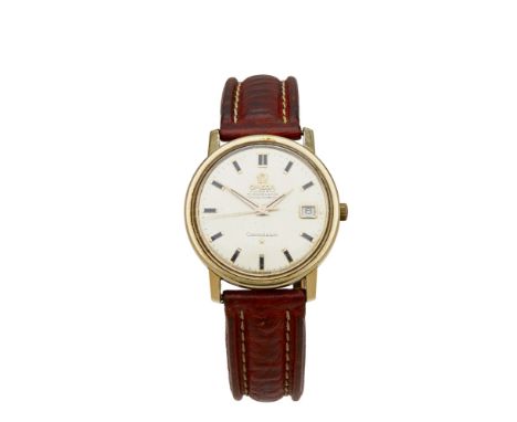 OMEGA - A gentleman's wrist watch  Constellation, gilt case, screw off back with observatory motif, champagne dial, sweep sec