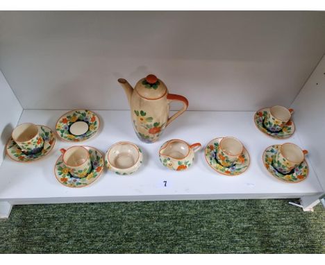 Grays Pottery Floral decorated Coffee set for 5 