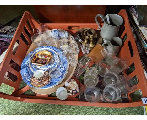 Collection of assorted Ceramics and bygones inc. Royal Crown Derby pin dish, Spode etc 