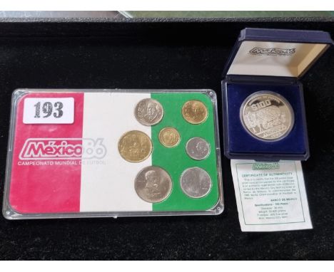 1985 SIlver $100 Coin and a Mexico 86' Coin Set 