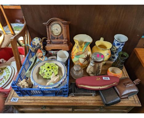 Collection of assorted ceramic and bygones inc. Grays Pottery, Chinese Blue &amp; White Sleeve Vase etc 