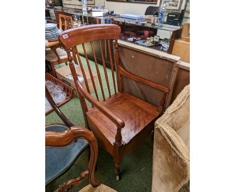 20thC Stick back Commode Elbow chair 