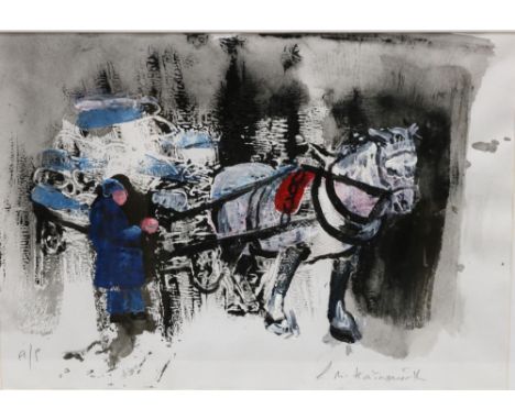 Lucy M Hainsworth (British Contemporary); 'Bales Dray I', monoprint, signed, 23cm x 33cm 