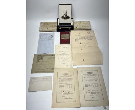 Alfred Pilkington 1851-1907, Manager, Well House Mill Barnoldswick - a collection of ephemera incl. Portrait photograph, thre