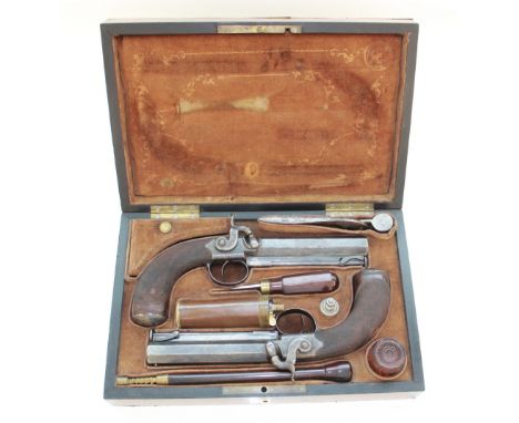 Charles &amp; Henry Egg, Sons of Joseph Egg of London. Fine cased pair of Officer's Percussion Cap Pistols C1840.15 bore octa
