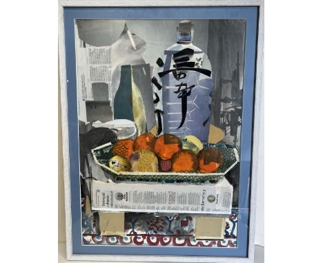 Lucy M Hainsworth (British Contemporary); 'Japanese Jar', ink and collage, 73cm x 52cm 