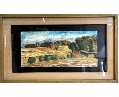 Lucy M Hainsworth (British Contemporary); 'Northlands', oil on canvas, signed, 23.5cm x 51cm 