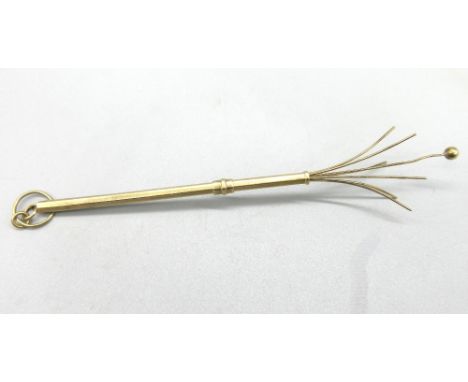 9ct yellow gold cocktail swizzle stick, stamped 375, 6.15g 