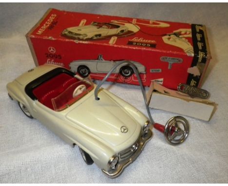 SCHUCO: A CLOCKWORK TIN-PLATE MERCEDES 190 SL with taupe paintwork, with original cardboard box. made in Western Germany Cond