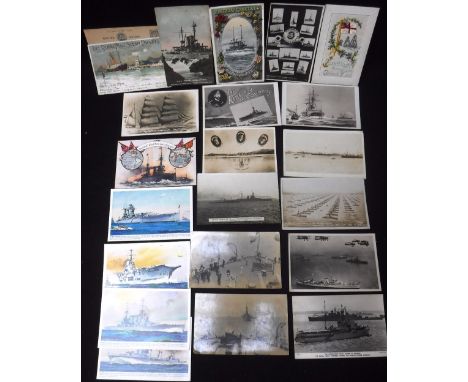 FIRST WORLD WAR NAVAL INTEREST: A collection of postcards to include 'The Great Fleet at Spithead 1914' other similar cards, 