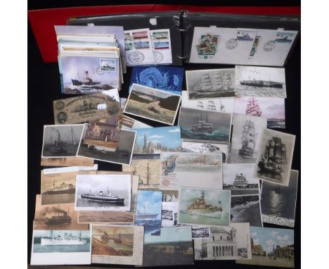 SHIPPING INTEREST: A COLLECTION OF SHIPPING RELATED POSTCARDS, including: old masted sailing ships, early 20th century postca
