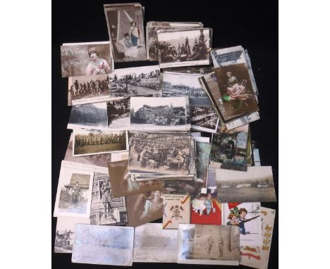 FIRST WORLD WAR INTEREST: AN INTERESTING ORIGINAL COLLECTION OF POSTCARDS, many comical postcards, some with images of bomb d